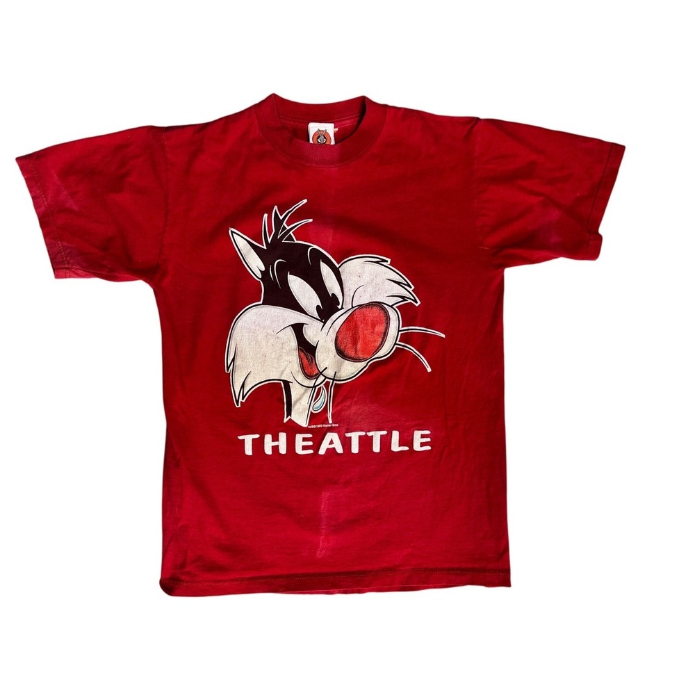 Vintage 1995 Looney Tunes Sylvester Theattle Red Graphic T-Shirt Mens Medium USA